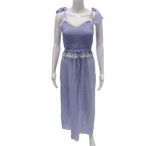 Loretta Caponi Womens Purple Maxi Dress V-Neck Sleeveless 100% Cotton Size XL